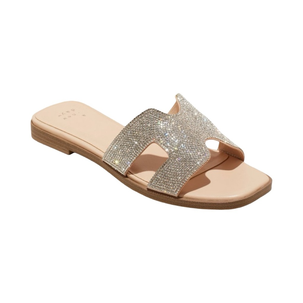 a new day Rhinestone Embellished Nude Slide Sandals